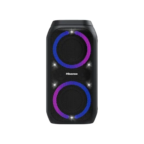Hisense Party Rocket 160 - Tragbarer Partylautsprecher mit Karaoke Modus - Tragbare Bluetooth-Lautsprecher mit 160W Klangvolumen und 12h Akkulaufzeit, ideal für unvergessliche Partys und Karaoke-Abende.