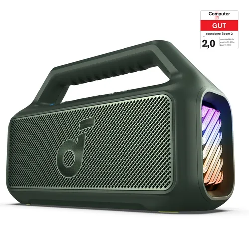 soundcore by Anker Boom 2 - 80W Outdoor-Lautsprecher, IPX7 wasserdicht, 24h Akku, BassUp 2.0 für intensiven Klanggenuss am Strand oder beim Camping