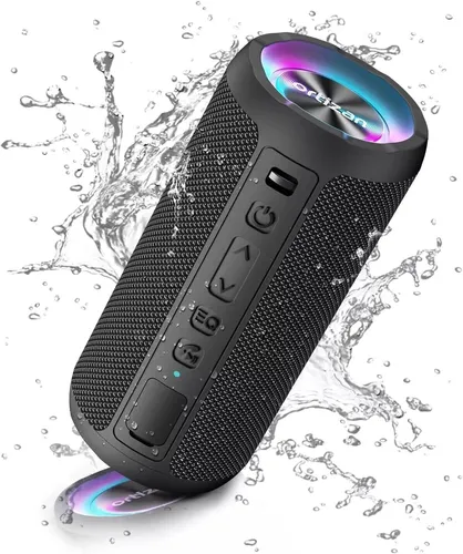 Ortizan Bluetooth Lautsprecher mit Licht und 30h Akku - Tragbarer Bluetooth-Lautsprecher mit IPX7 wasserdicht, beeindruckendem Hi-Fi-Sound und coolen Lichtern, ideal für Outdoor-Aktivitäten und Partys.